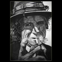 Keith Richards,
                Charcoal, Drawing, Underwood